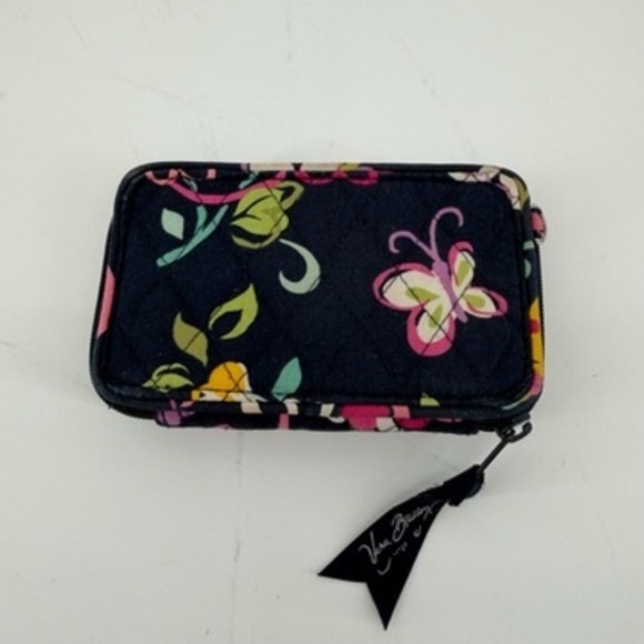 Vera Bradley Quilted Floral Butterfly Zip Around Wristlet Wallet - Picture 2 of 8